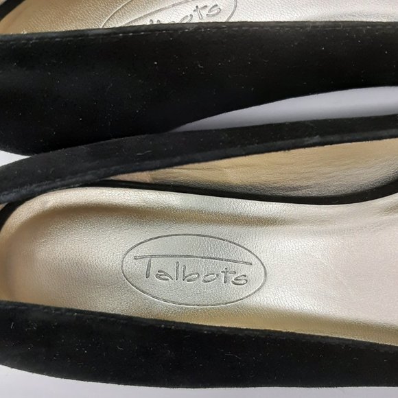 Talbots Black Leather Woven Detail Ballet Flats 7 - Picture 5 of 8